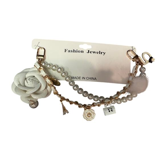 DOUBLE BAG CHAIN JEWELRY*CAMELIA FLOWER*PARIS ICONS*LUX INSPIRED - Picture 1 of 1